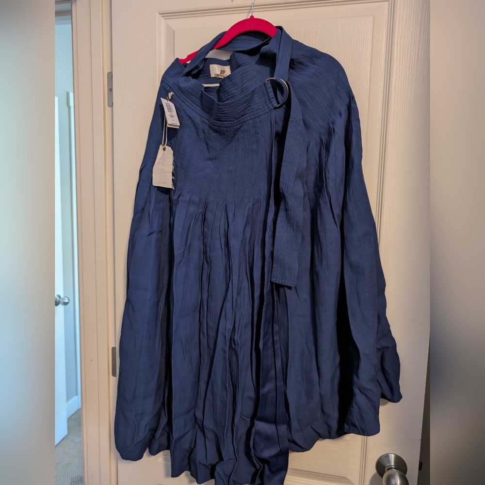 Aritzia Navy Blue Pleated Maxi Skirt
